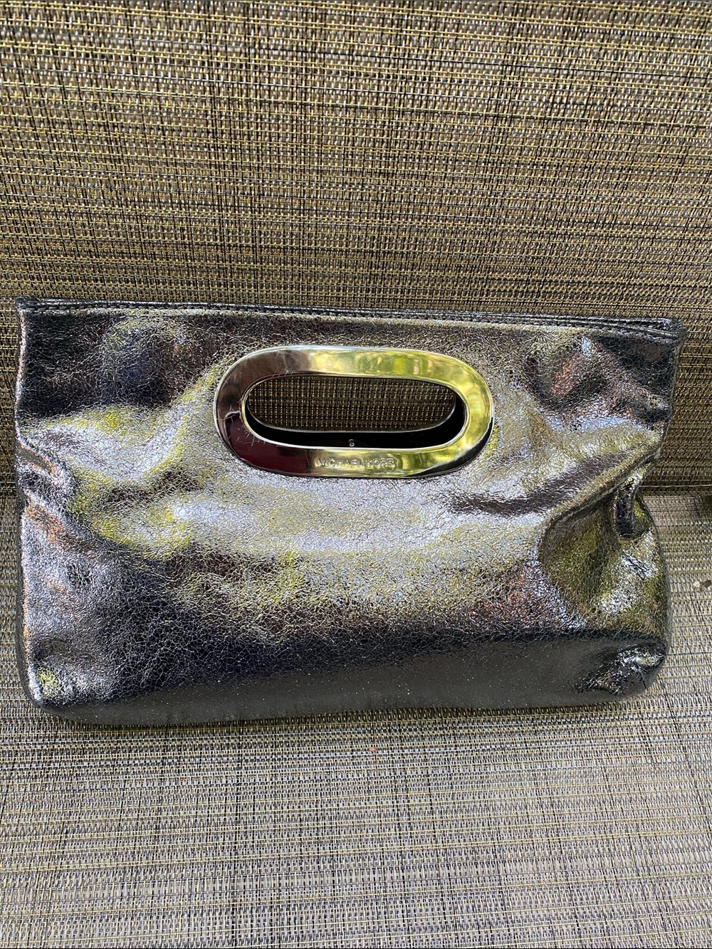 Michael Kors Iridescent Metallic Silver Handheld Clutch - Picture 2 of 4
